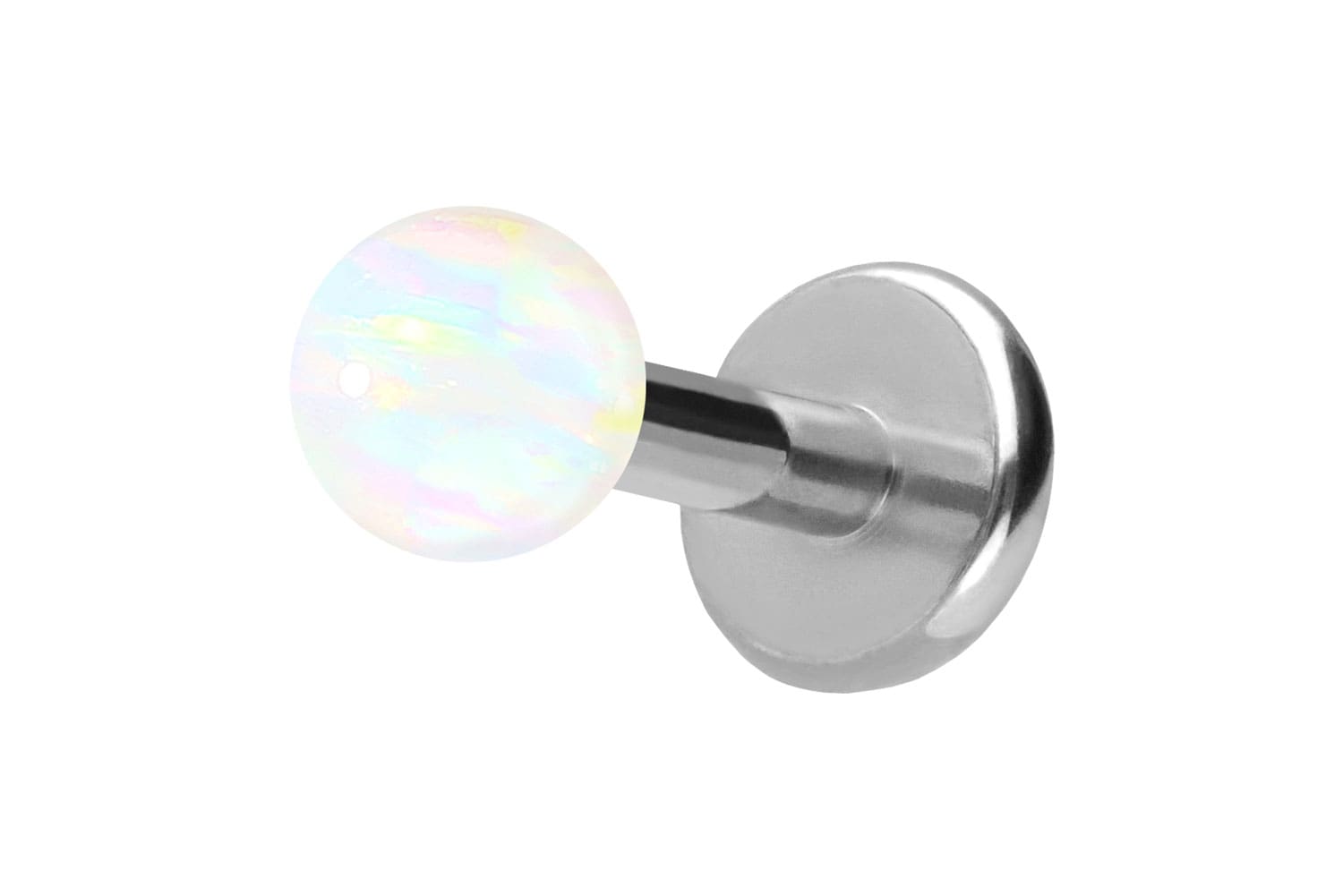 Titan Labret Piercing mit Push Fit SYNTHETISCHER OPAL